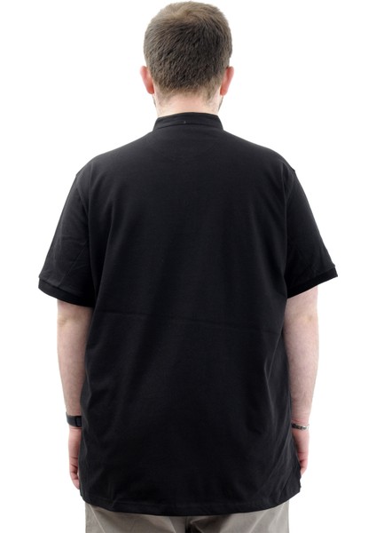 Büyük Beden Erkek Tişört Düğmeli Hakim Yaka T-Shirt U24339 Siyah fırsatları