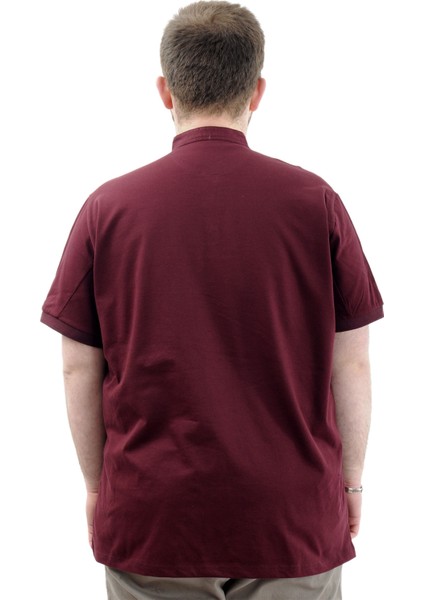Büyük Beden Erkek Tişört Düğmeli Hakim Yaka T-Shirt U24339 Mürdüm fırsatları