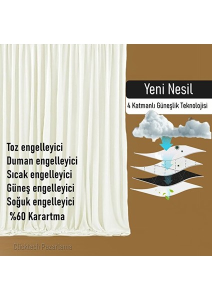 Taç 4 Katmanlı Krem Güneşlik Perde - Toz Önleyici, Ses Yalıtımı, Sıcak ve Soğuk Yalıtımı fiyatları