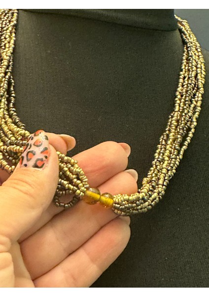 Kristal Boncuklu Çoklu Kadın Kolye Boy 23 cm modelleri