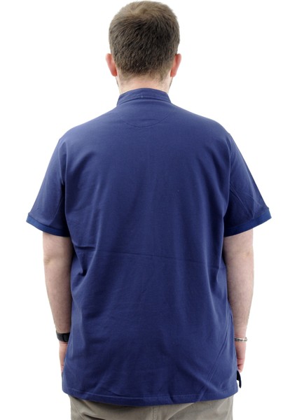Büyük Beden Erkek Tişört Düğmeli Hakim Yaka T-Shirt U24339 Indigo fırsatları