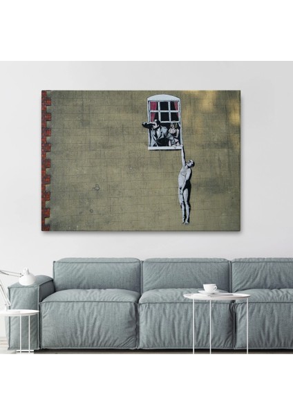 Banksy, Kocası Tarafından Basılan Kadın Kanvas TABLO-5093