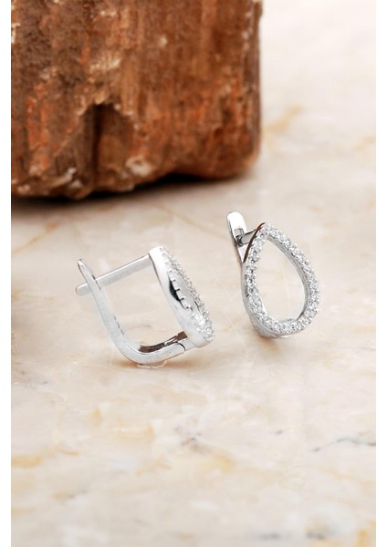 Damla Rodyumlu Gümüş J Küpe 6972