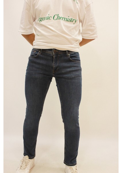 Panama 750-01 Blue Brown Likralı Erkek Dar Kesim Kot Pantolon Mavi fiyatları