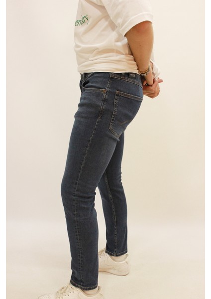 Panama 750-01 Blue Brown Likralı Erkek Dar Kesim Kot Pantolon Mavi modelleri