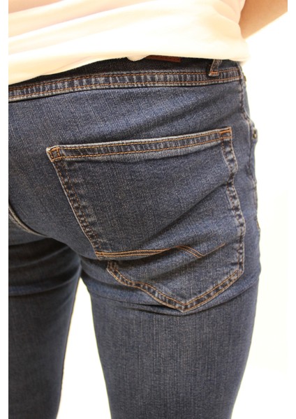 Panama 750-01 Blue Brown Likralı Erkek Dar Kesim Kot Pantolon Mavi fırsatları