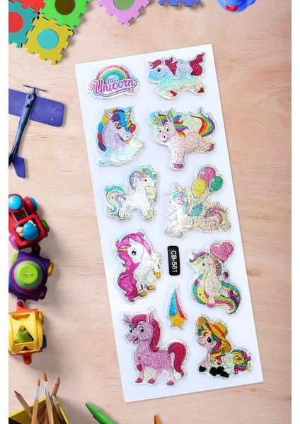 BP Tattoo Simli Unicorn Çocuk Çıkartma Etiket Stickerları