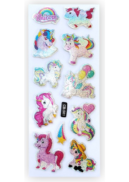 BP Tattoo Simli Unicorn Çocuk Çıkartma Etiket Stickerları