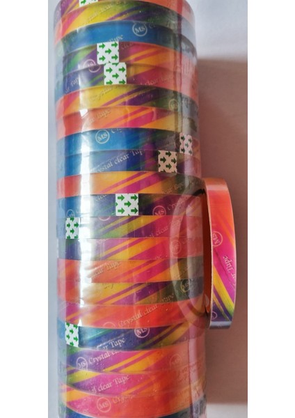 60 Metre Gökkuşağı Renkli Şeffaf Bant Rbc 60X1.2CM Ms Crystal Clear Tape fırsatları
