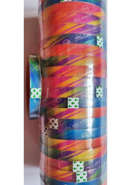60 Metre Gökkuşağı Renkli Şeffaf Bant Rbc 60X1.2CM Ms Crystal Clear Tape indirimleri