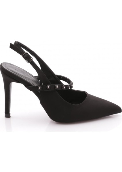 1505 Kadin Üstü Şeritli Topuklu Abiye Ayakkabi