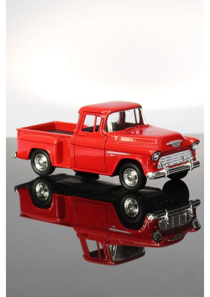 1955 Chevrolet Stepside Mavi Kamyonet Çek Bırak Metal Model Oyuncak Araba 12 cm