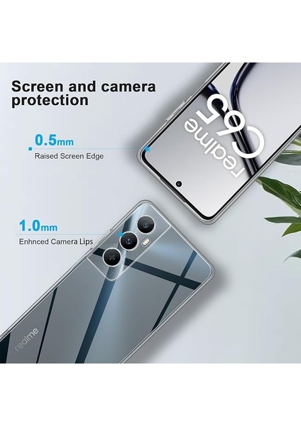 Realme C65 4g Kılıf Şeffaf Silikon 3D Kamera Korumalı Slim Fit Tasarım Esnek Renksiz Kapak