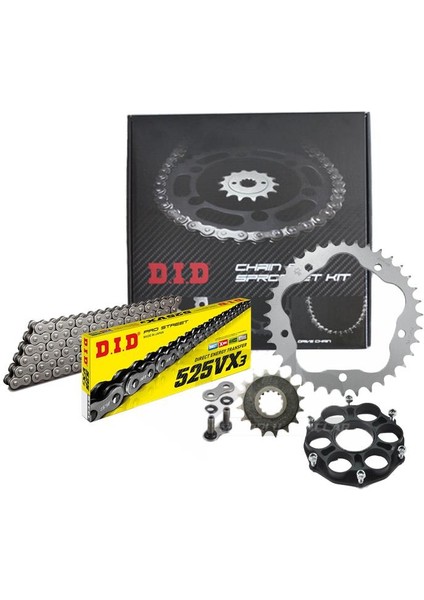 Dıd Ducati Panigale 1299 Zincir Dişli Seti (2015-2017) Vx3 X-Ringli Zincir (Çelik Renk) modelleri
