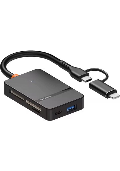 ADS-315 Lightning + Usb-C Ms Cf Tf/sd Dhc Sdxc Kamera Tak Çalıştır Type C USB 3.0 Data Kart Okuyucu