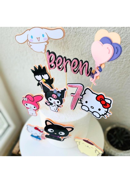 Cake Topper Anime Karakterleri Temalı Kız Çocuk Doğum Günü 3 Boyutlu Isme Özel Pasta Parti Süsü Seti