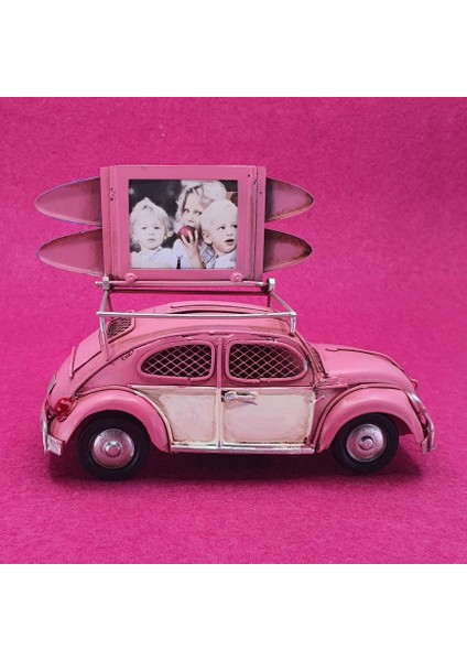 4 Adet Fotoğraf Baskılı Nostaljik Vosvos Pembe Araba Fotoğraf Çerçeveli ve Kumbaralı fırsatları
