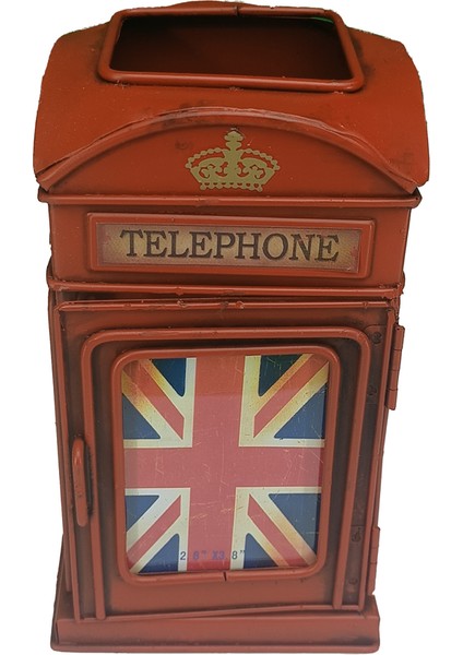 Dekoratif Metal Londra Telefon Kulübesi Kalemlik ve Çerçeveli HK2870