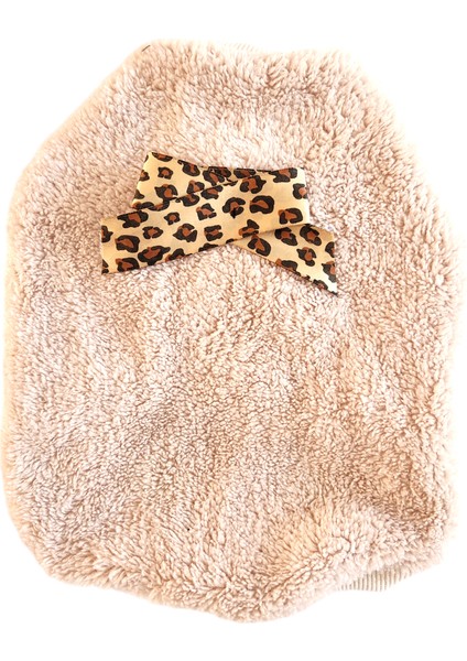 Kedi Köpek Kıyafeti Vizon Peluş Leopar Tokalı Sweatshirt