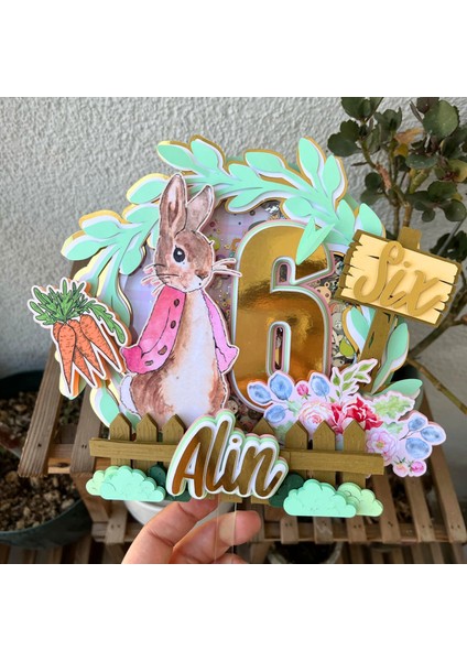 Peter Rabbit Temalı Kız Çocuk Doğum Günü Isme Özel 3 Boyutlu Pasta Parti Süsü Cake Topper fırsatları