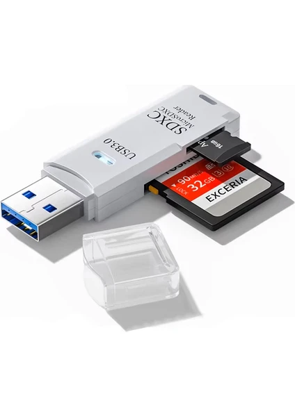 FXN-143 Tf USB Kart Okuyucu Bellek USB 3.0 Mikro Sd Kart USB Adapter Çevirici-Beyaz