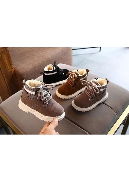 Junisteps Suni Yünlü Fermuarlı-Bağcıklı Suet Çocuk Bot - Warm Grey