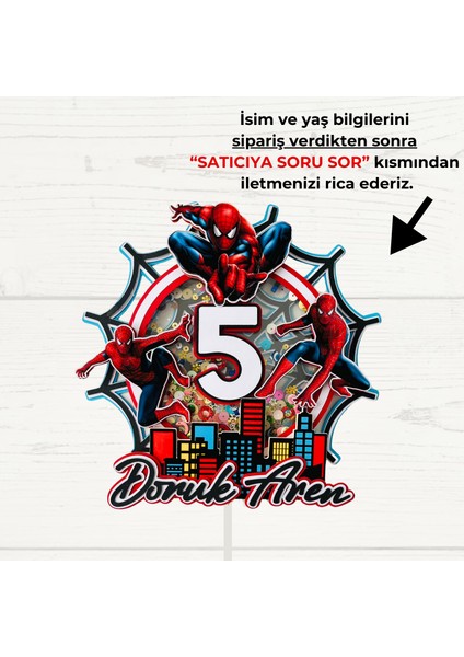 Örümcek Adam Temalı Erkek Çocuk Doğum Günü Isme Özel 3 Boyutlu Pasta Parti Süsü Cake Topper