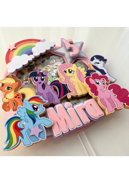 Pony Karakterleri Temalı Kız Çocuk Doğum Günü Isme Özel 3 Boyutlu Pasta Parti Süsü fırsatları