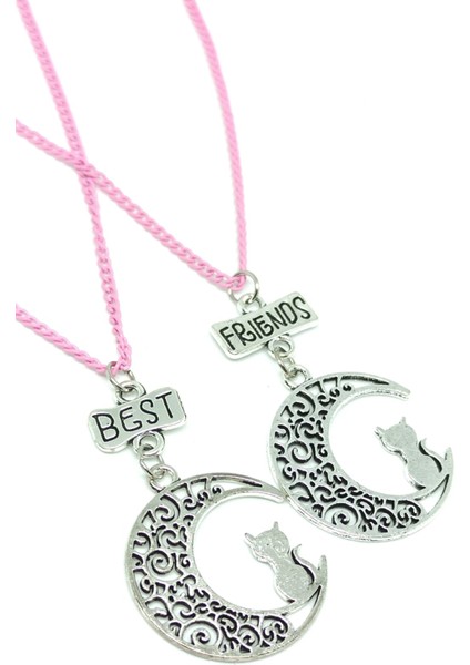 Ay ve Kedi Best Frıends Kolye. Bff Kolye, 2'li Kolye.