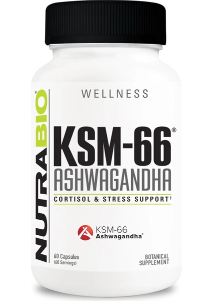 Nutrabio, Ashwagan*dha KSM66 600 Mg, 60 Veggie Capsules