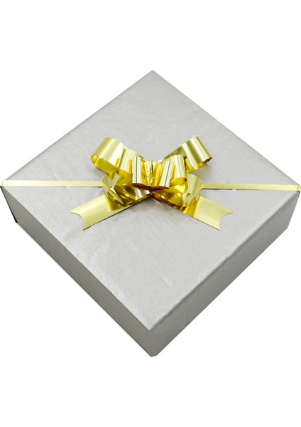 Metalik Çekme Fiyonk Süs - Gold 10 Adet