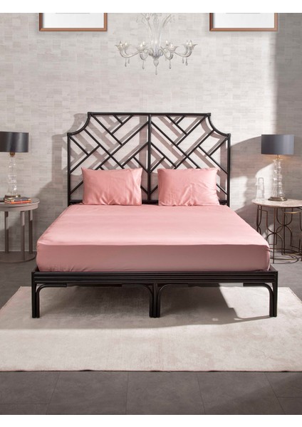 Pamuk Saten Yastık Kılıfı Dahil Lastikli Çarşaf Seti Çift Kişilik 180x200 Pembe