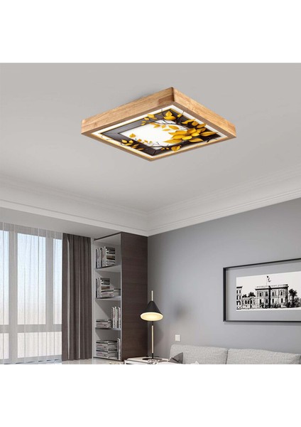 60X60 cm Ahşap Çerçeve Avize LED Aydınlatma