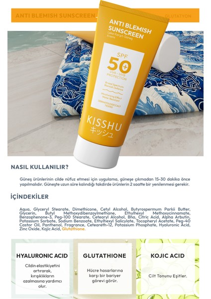 Leke Karşıtı Tüm Ciltler İçin Yüksek Korumalı Spf 50+ Güneş Kremi Glutatyon Etkili 50 ml fırsatları