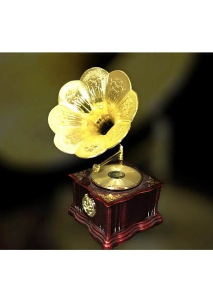 Hera Aksesuar Dekoratif Nostaljik Dönen Plaklı Gramafon Müzik Kutusu