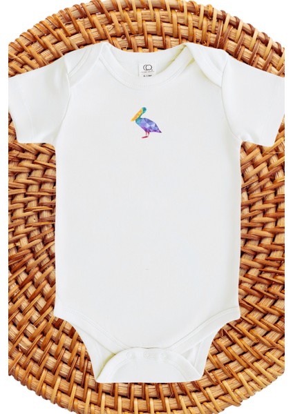 Pelikan Tasarımlı Kız Bebek Zıbın Yenidoğan Pelican Design Baby Girl Bodysuit Newborn