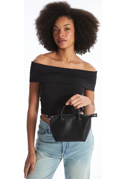 Lcw Accessorıes yeni Siyah Deri Görünümlü Kadın Omuz Çantası