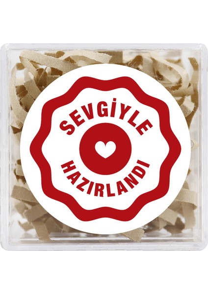 Sevgiyle Hazırlandı Baskılı 4 cm Yuvarlak Etiket No:21
