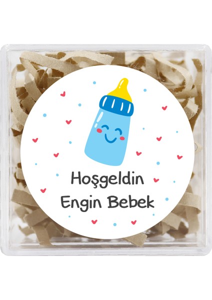 4 cm Kişiselleştirilebilir Hoşgeldin Bebeğim Temalı 24 Adet Etiket Model-2