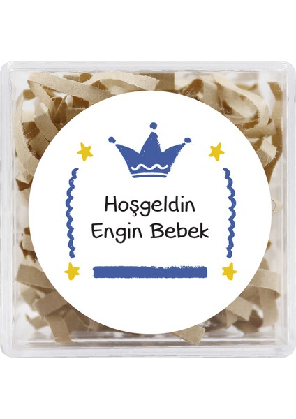 4 cm Kişiselleştirilebilir Hoşgeldin Bebeğim Temalı 24 Adet Etiket Model-8