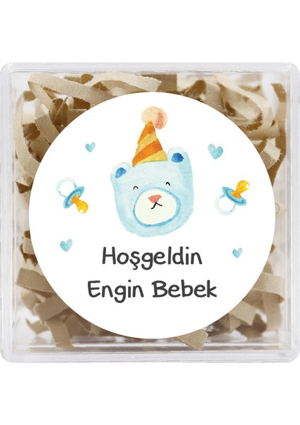 4 cm Kişiselleştirilebilir Hoşgeldin Bebeğim Temalı 24 Adet Etiket Model-1