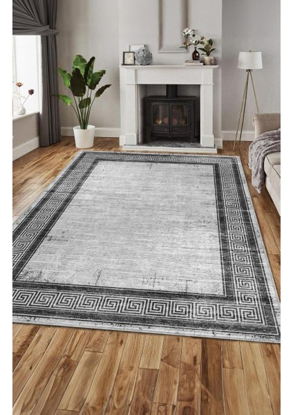 Halı Art-252 Beyaz Taban Dekoratif Kilim Ince Yıkanabilir Süngerli Dot Taban Salon Halısı