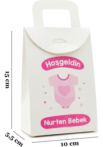 10X15 cm Kişiselleştirilebilir Hoşgeldin Bebeğim Temalı 10 Adet Hediye Kutusu Model-3