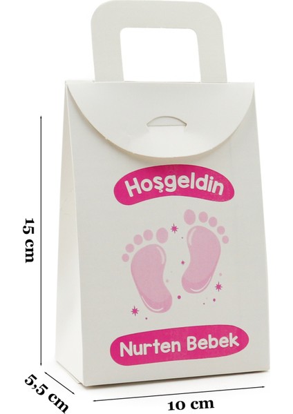 10X15 cm Kişiselleştirilebilir Hoşgeldin Bebeğim Temalı 10 Adet Hediye Kutusu Model-2