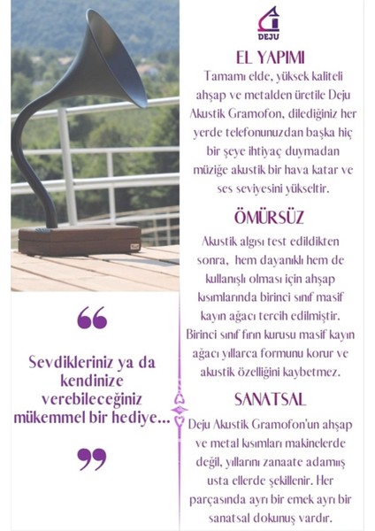 Siyah Deju Raven Akustik Gramofon