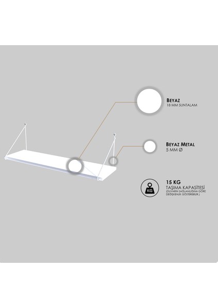 Armoni Raf Seti Metal Beyaz+Ahşap P.beyaz 015 0010 020 020 76