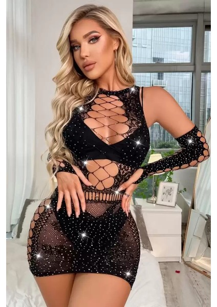 Night Black Fantezi Etekli Vucut Çorabı