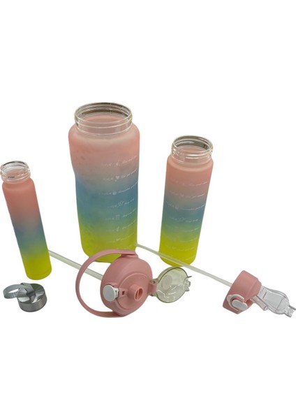 3lü Set Motivasyonel Su Matarası, Su Matarası, Su Şişesi, Suluk