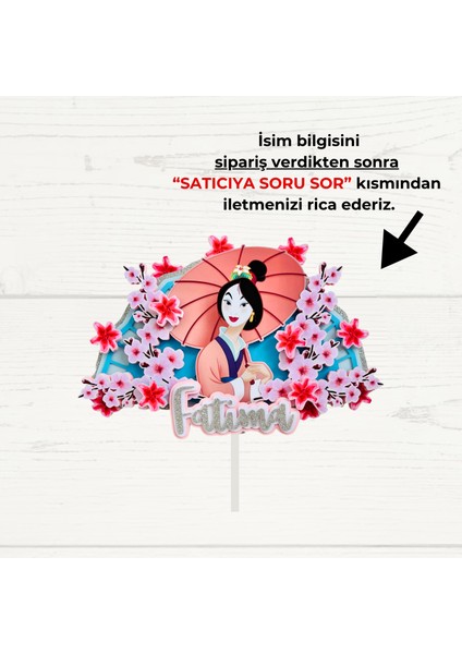 Mulan Temalı Çocuk Yetişkin Doğum Günü Isme Özel 3 Boyutlu Pasta Parti Süsü Mulan Cake Topper