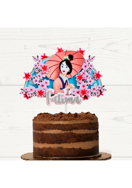 Mulan Temalı Çocuk Yetişkin Doğum Günü Isme Özel 3 Boyutlu Pasta Parti Süsü Mulan Cake Topper